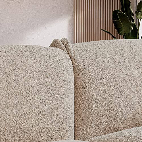 Sofa 87'' Lambswool 3 Seat Cushion Couch For Living Room,Mid Century Comfy Modular Sofa With Throw Pillows #TOP4