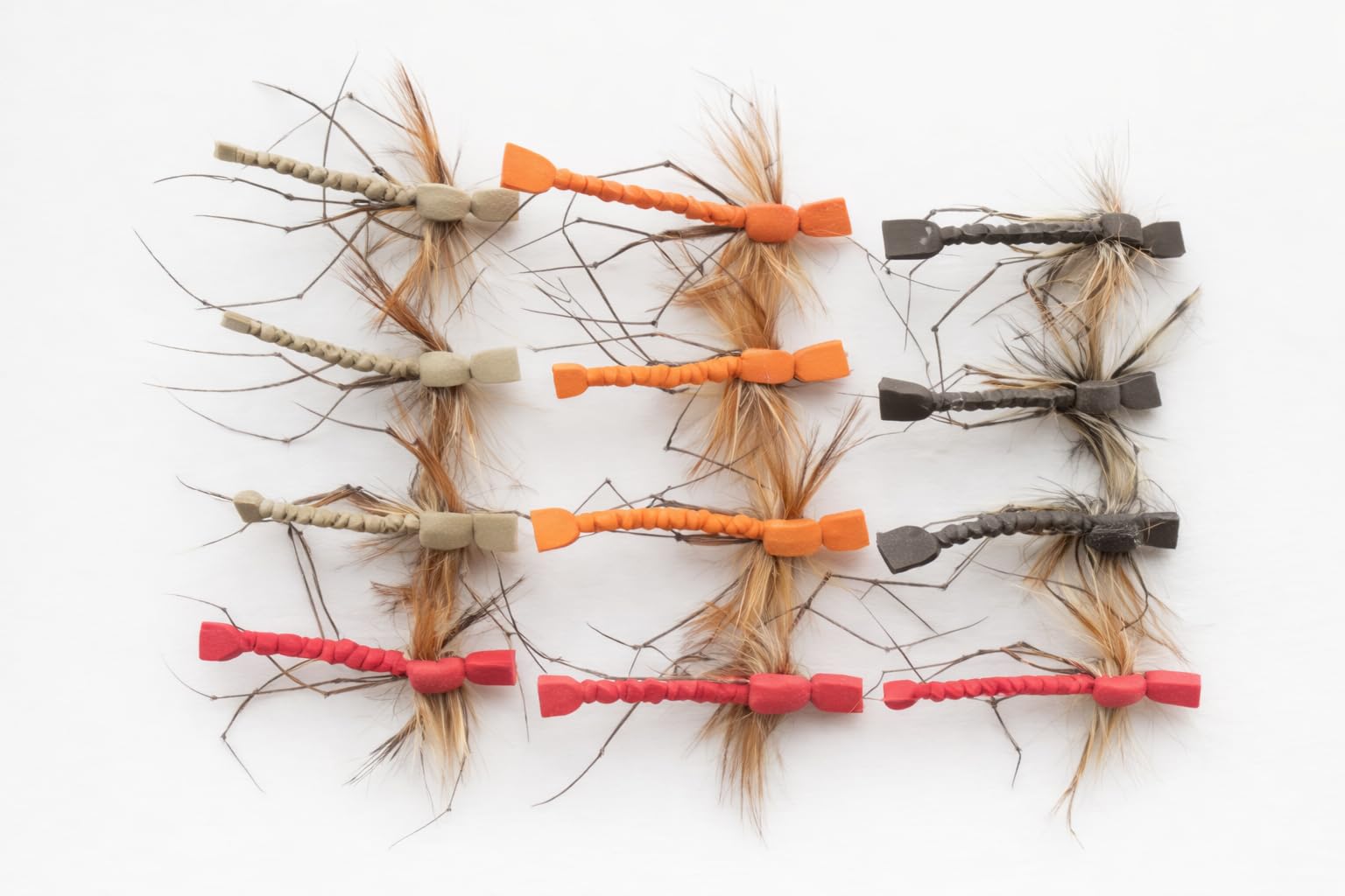 Daddy Long Legs Trout Flies, 12 Pack, Foam body Mixed Colours Size 10 Barbed or Barbless (Barbless)