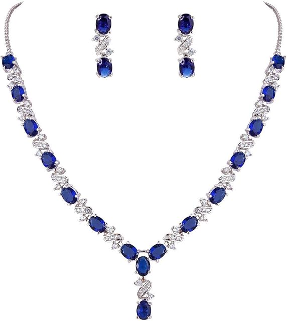 Clearine Women's Wedding Bridal Cubic Zirconia Infinity Y-Shape Necklace Dangle Earrings Set