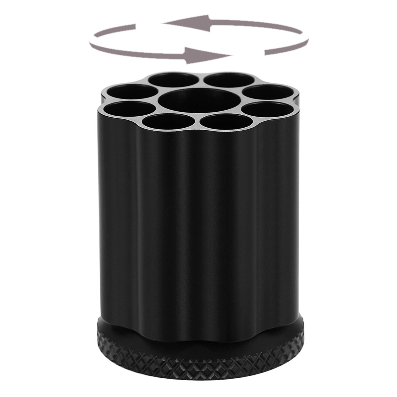 DAQIAN Rotating Pen Holder, Unique Revolver Pen Holder, Office Pen Holder for Military Fans, Desktop Organization and Storage Tool (Black)