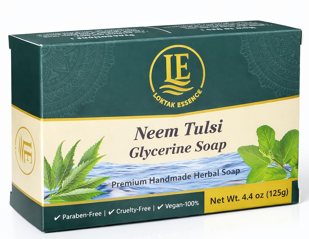 Image of Neem Tulsi Glycerine Soap Bar | Premium Handmade Herbal Soap with Neem, Tulsi, Aloe Vera & Vetiver | Gentle Cleansing for Oily & Dry Skin | 1 x 125g