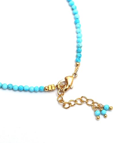 Miniatura 4 de Gempires - Pulsera de cuentas de turquesa con piedra natal de diciembre, hipoalergénica, 8 pulgadas, chapada en oro, delicadas pulseras minimalistas