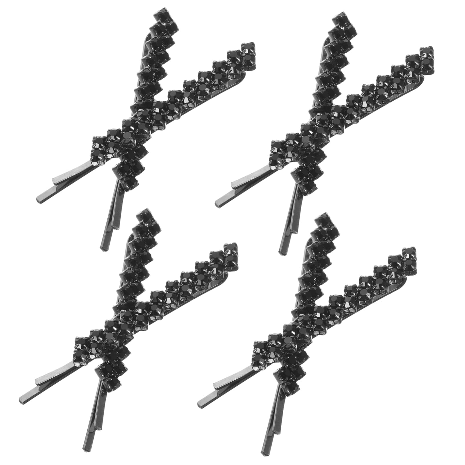 FOMIYES 5 Sets Seitliche Haarspangen Mit Strasssteinen Für Frauen Metall-haarspangen Schwarz Glitzernd Bobby 8 Stück * 5
