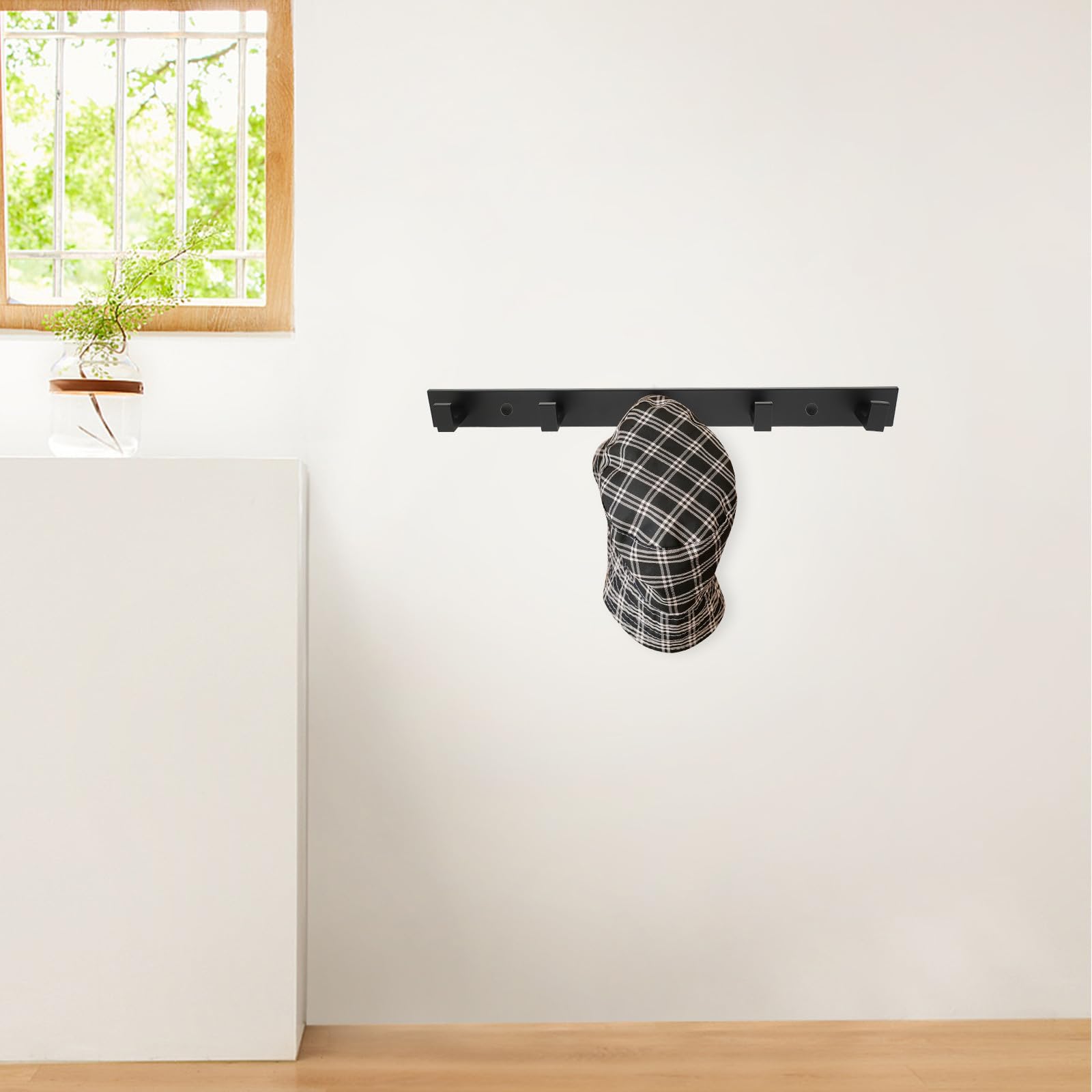 Gancio da Parete Adesivo in Alluminio Nero per Bagno e Cucina, Ganci Autoadesivi Multiuso per Asciugamani, Accappatoi e Cappotti, Attaccapanni senza Fori per Porta e Pareti