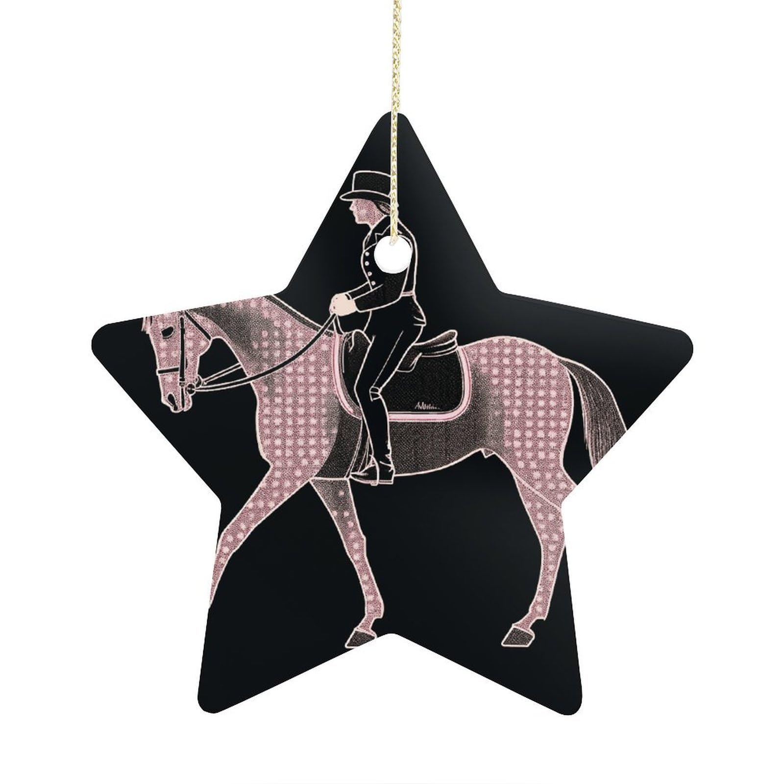 Fodpand Women's Style Dressage Dressage Rider Horse Ornament With String, Keepsake Hanging Decorations,Ceramic Ornaments For Men Indoor Home Holiday Party Gifts