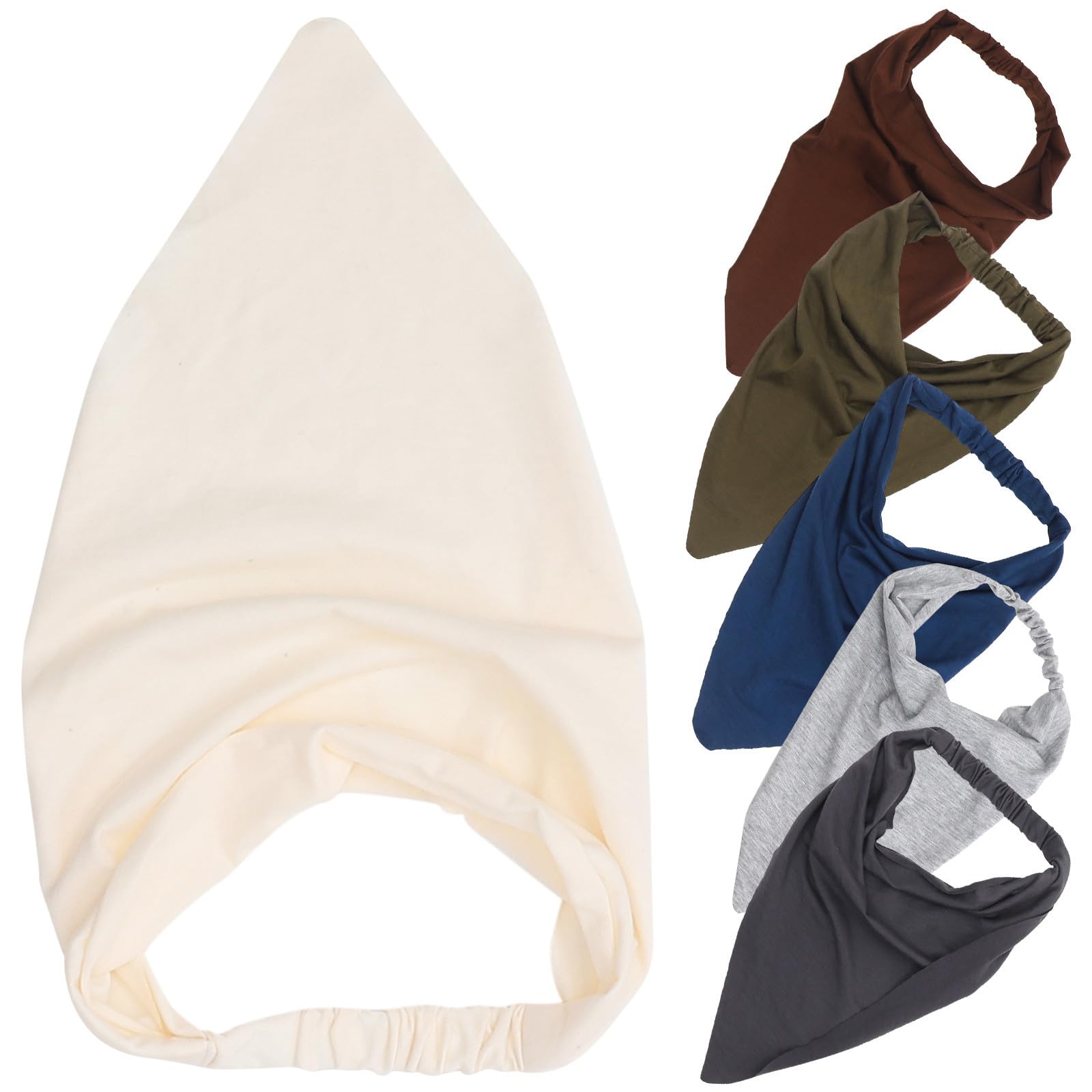 Healvian 6 Pièces Foulards Bandanas Triangulaires en Coton et Polyester pour Femmes, Élastiques, Confortables et Élégants, pour Décorer Cheveux Quotidien