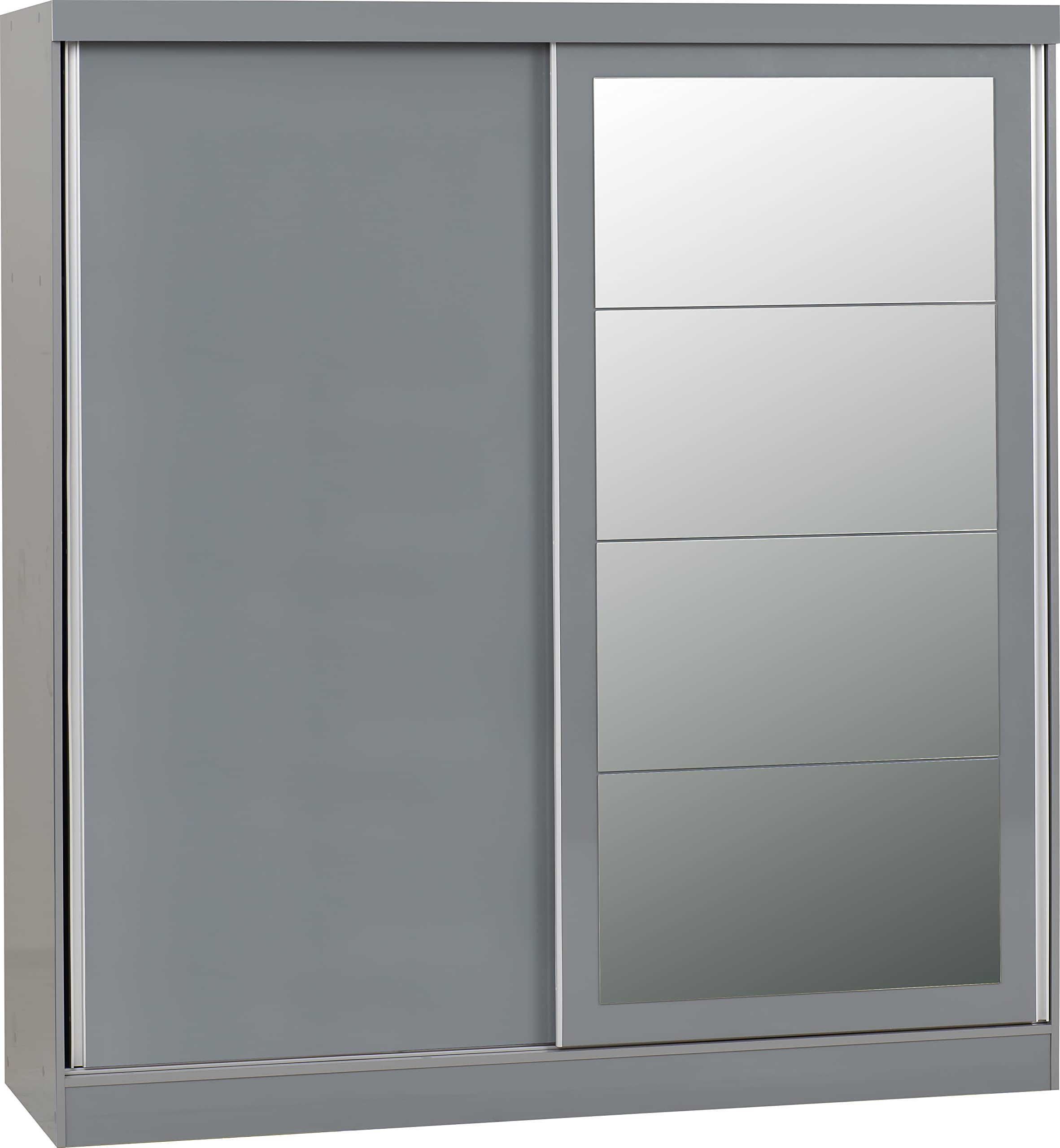 Seconique Nevada 2 Door Slider Wardrobe - Grey Gloss Finish - 178.5cm Wide