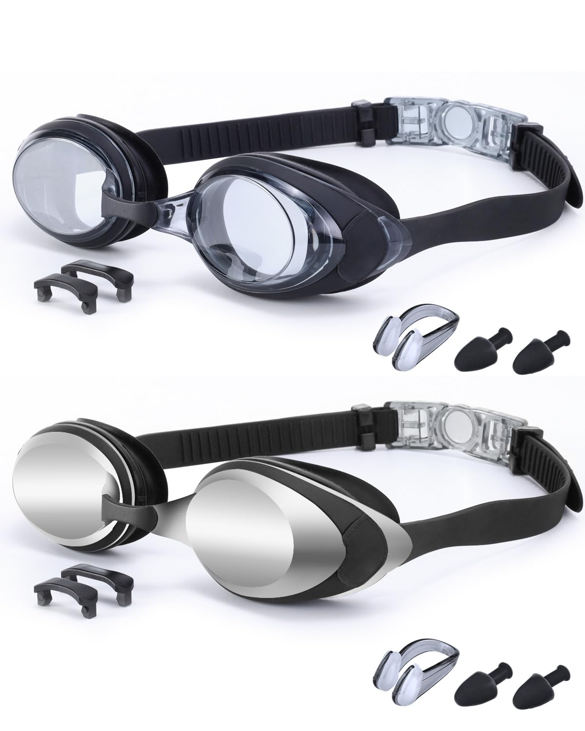 Swimming goggles 2 pack, Anti Fog & UV Swim Goggles, Leak-proof Soft Silicone Swimming Goggles Adult Men Women