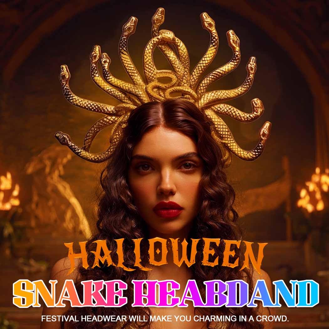 Fashband Medusa Snake Headband Greek Goddess Headbands Halloween Hair Accessories for Women (Black, One Size) - Image 3