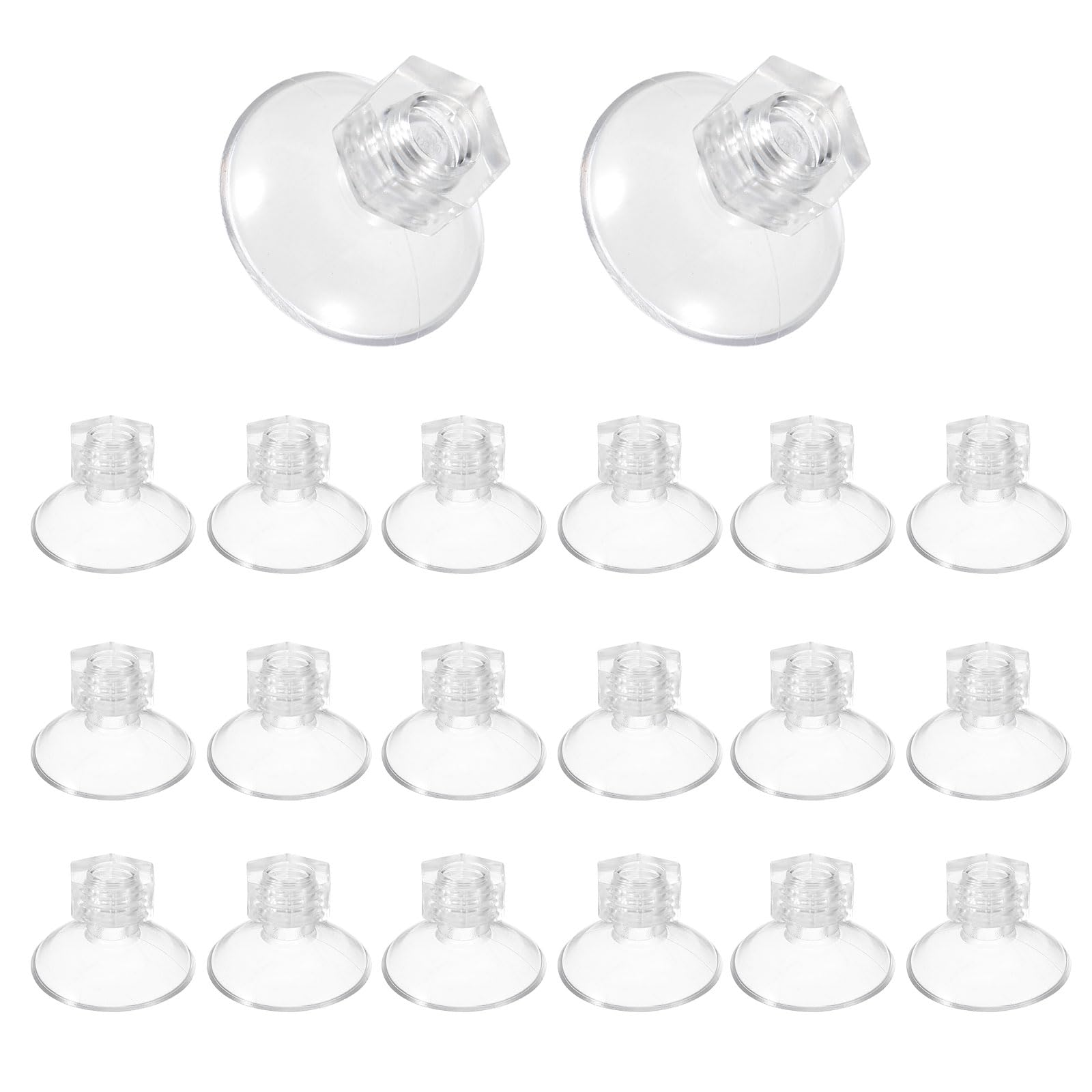 PATIKIL Suction Cups with M6 x 6 Screws Nut 0.8"(20mm), 20 Set PVC Plastic Clear Strong Adhesive Suction Holder Sucker Pad for Window Glass Mirror Wall Door Kitchen Bathroom