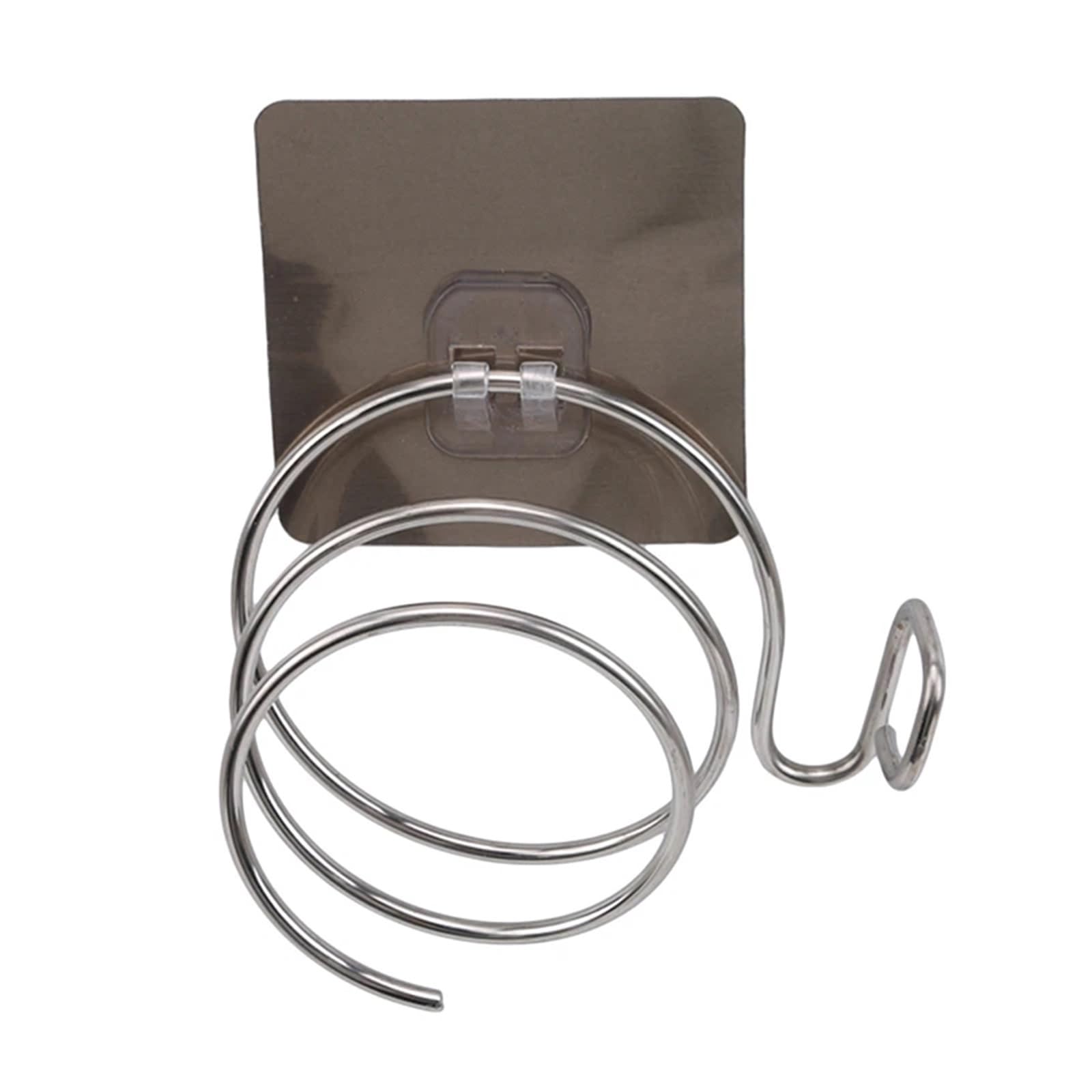 2Pcs Haartrockner Halter Gebläse Organizer Klebstoff Wand Montiert Nagel Kostenloser Kein Bohren Edelstahl Spirale Ständer for Badezimmer Für Haartrockner