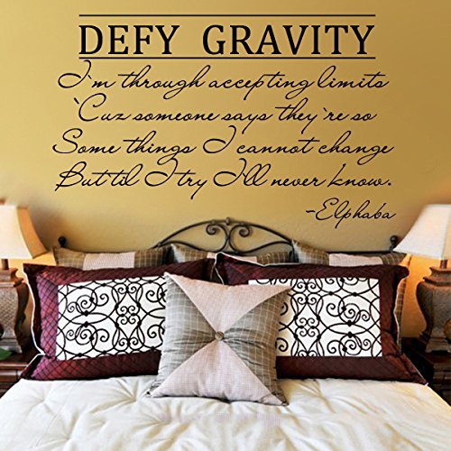 WallsUp Wicked el Musical Elphaba Defy Gravity Vinilo Adhesivo para Pared Pared Arte Adhesivo, Vinilo, Negro, 36" h x58 w