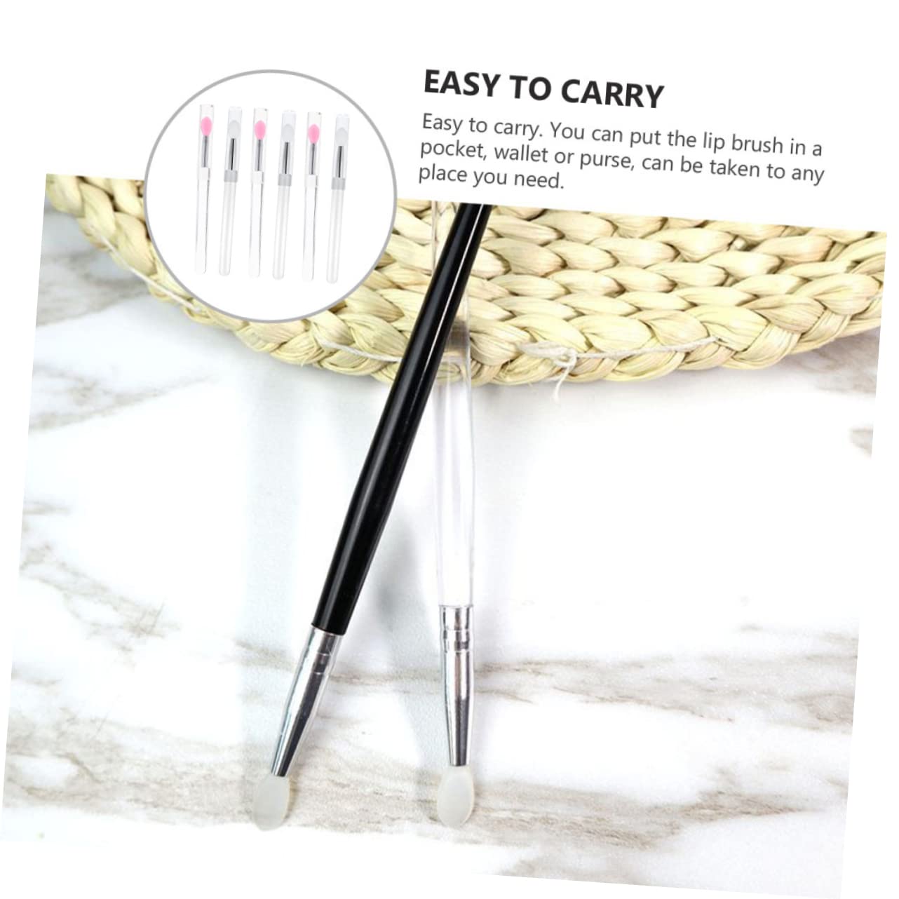 NOLITOY Makeup Beauty Tools Set 6pcs Lidded Lipstick Makeup Lid Portable Lipstick Applicator Brush