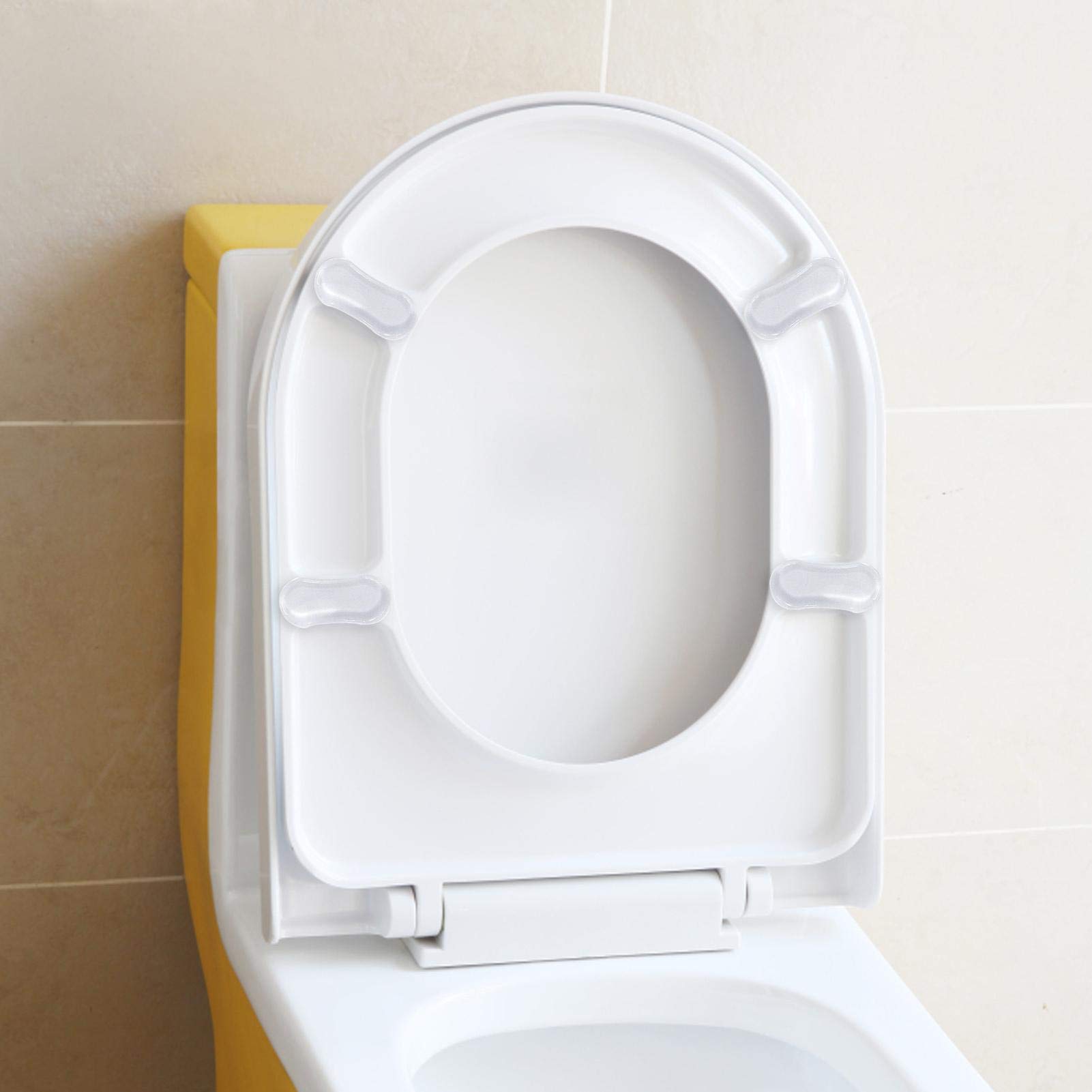 Paraurti Per Sedile WC - Set 8 Pezzi Con Adesivo Forte, Bianco, Universale
