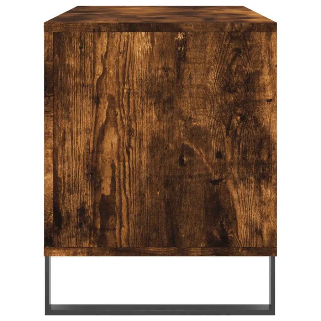 Helloshop26 Pratico armadio a dischi con grande spazio 100 x 38 x 48 cm, stile industriale in legno rovere fumé, 02_0049157