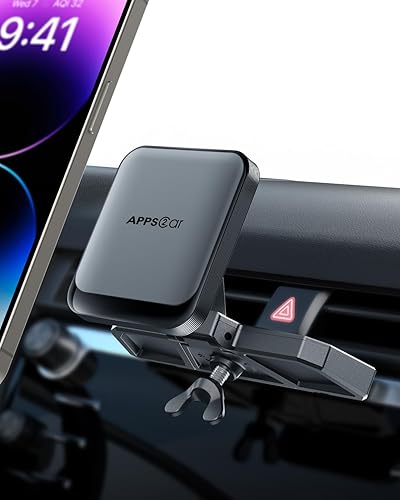 APPS2Car Magsafe Soporte de teléfono para CD para automóvil atracción magnética 25N Soporte magnético para teléfono para coche 360 manos libres