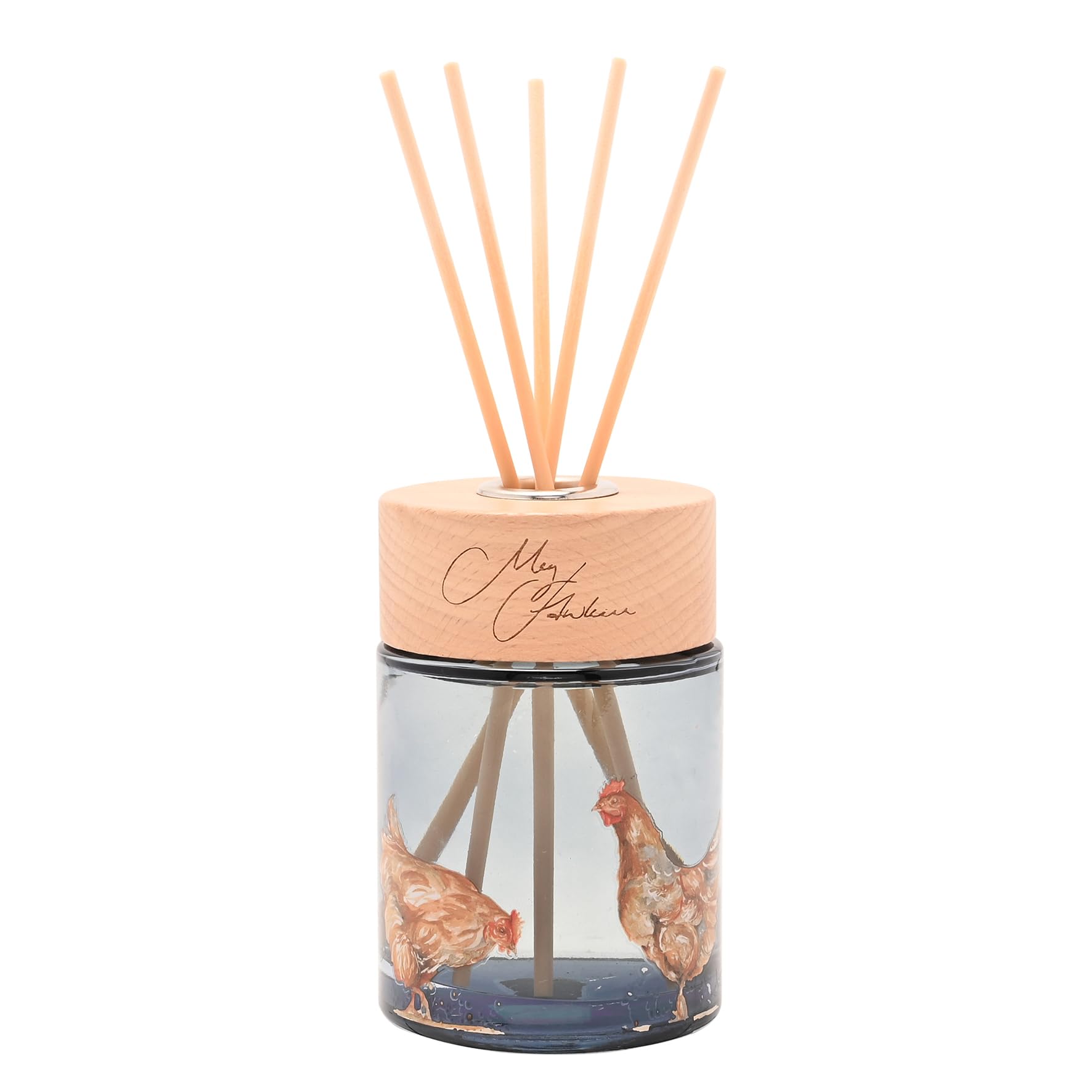 Meg Hawkins 150ml Reed Diffuser – Chicken Honey & Oats Scent | Glass Bottle And Gift Box With Watercolour Wildlife Design – Long-Lasting Home Fragrance