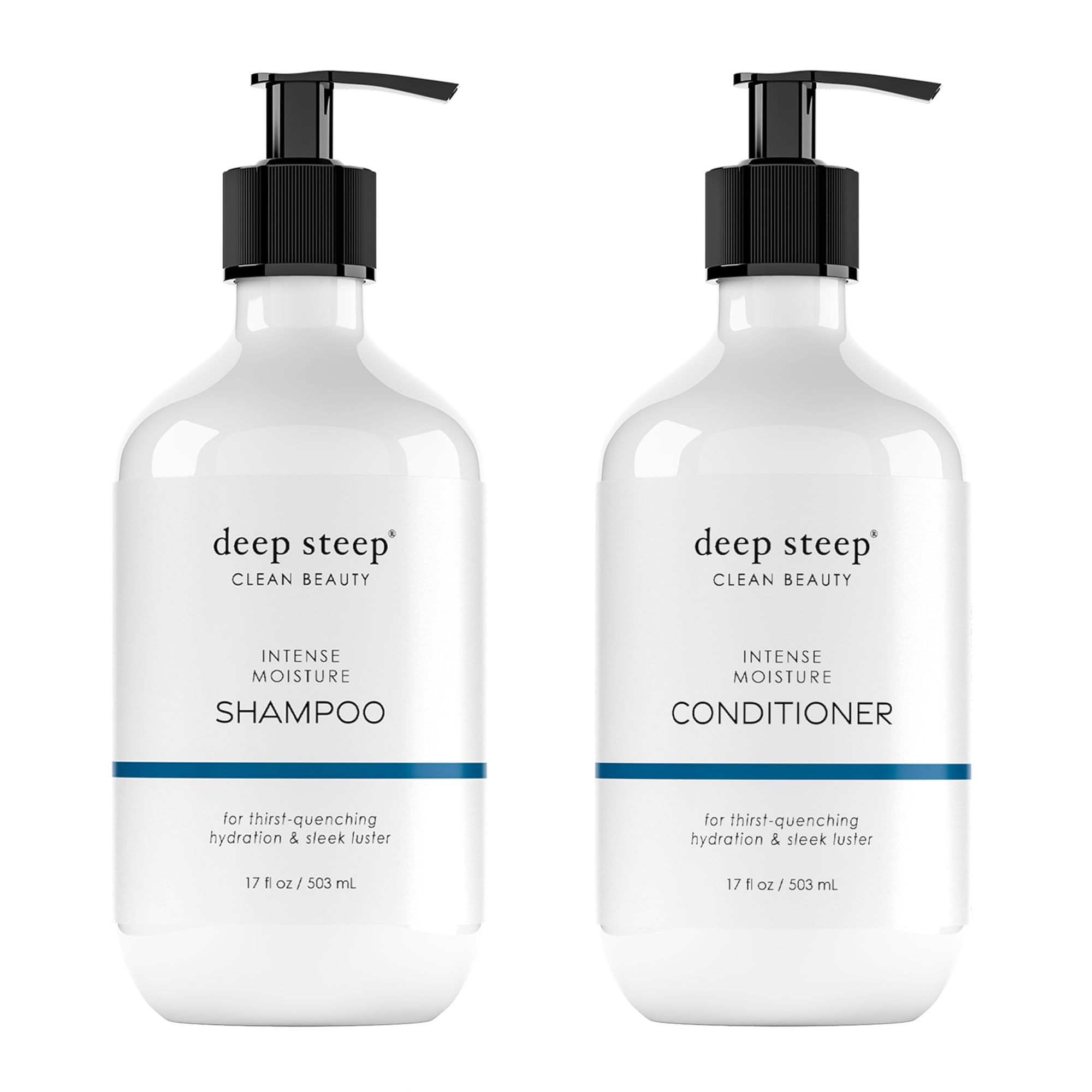 Deep Steep Intense Moisture Shampoo & Conditioner, 17 oz – Hydrating Shampoo with Aloe, Shea Butter, Coconut Oil, Argan Oil & Quinoa Protein –