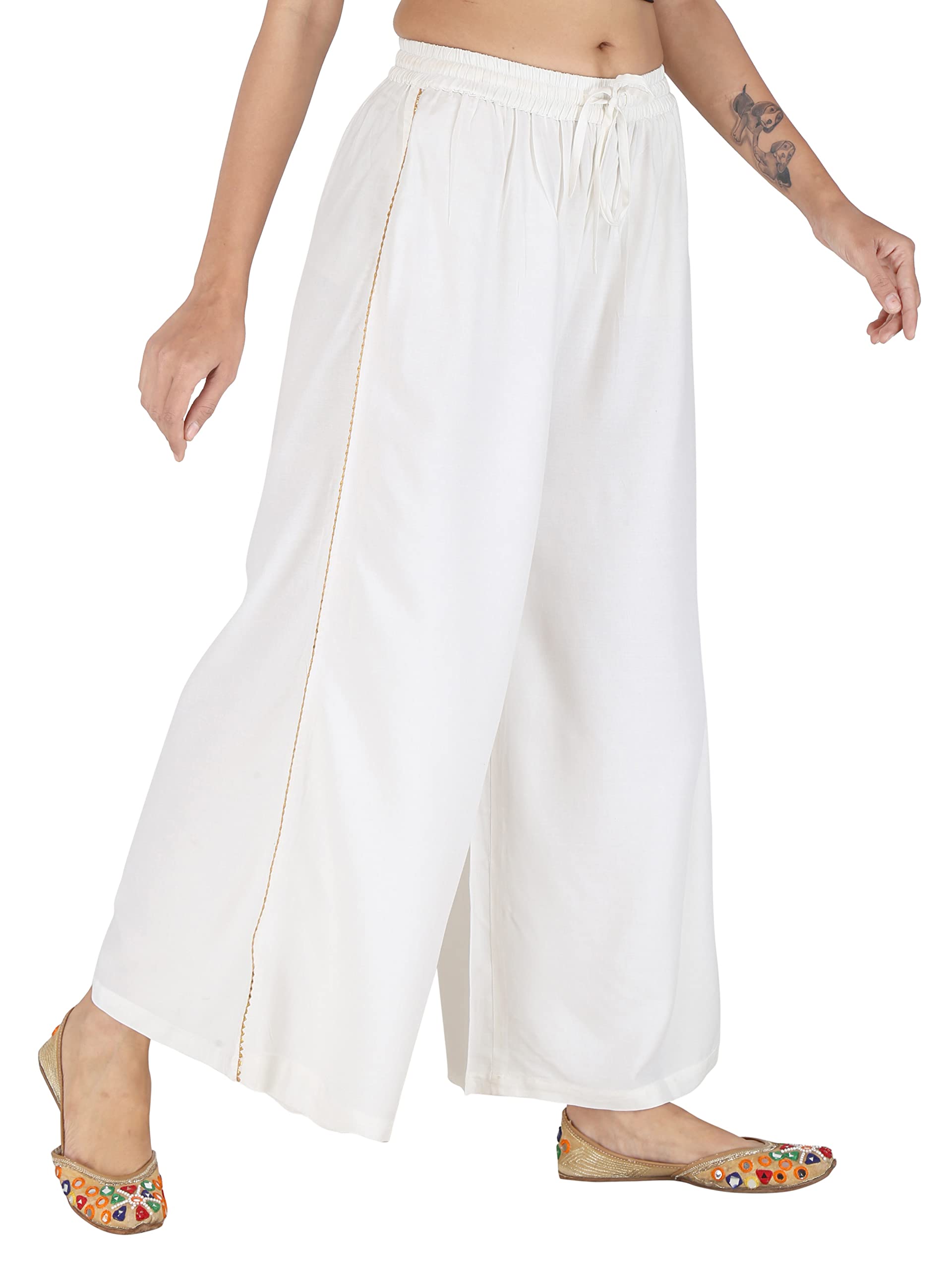 Relaxed fit Solid Lace Palazzo for Women|Palazzo Pants for Women|Lace Palazzo-image-30