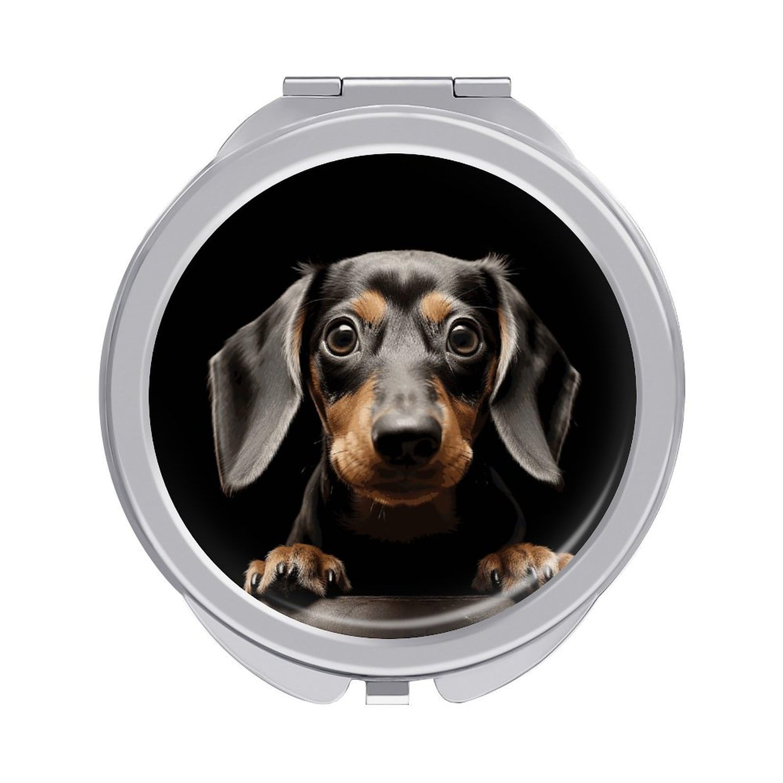 JTREHY Pad Dachshund Makeup Mirror Silver Mirror Surface Folding Makeups Mirrors Lightweight Durable Looking Glass for Suitable Traveling Handbag and Purses