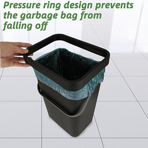 Miniatura 5 de MUXHEL 1 cubo de basura colgante con tapa, contenedor de compost de cocina negro de 12 litros con tapa, cubo de basura grande de plástico colgante