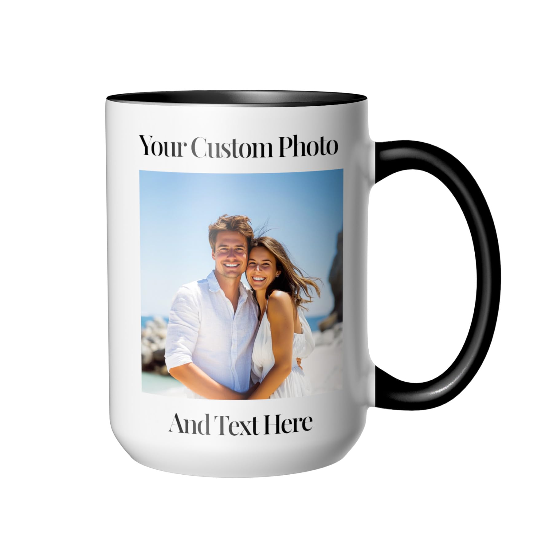 Customaster Personalised Mug with Photo/Text,Custom Coffee Mug with Logo or Design,Your Choice of 11oz or 15oz,Personalised Gift for Birthdays, Anniversaries, Mother’s Day & Father’s Day