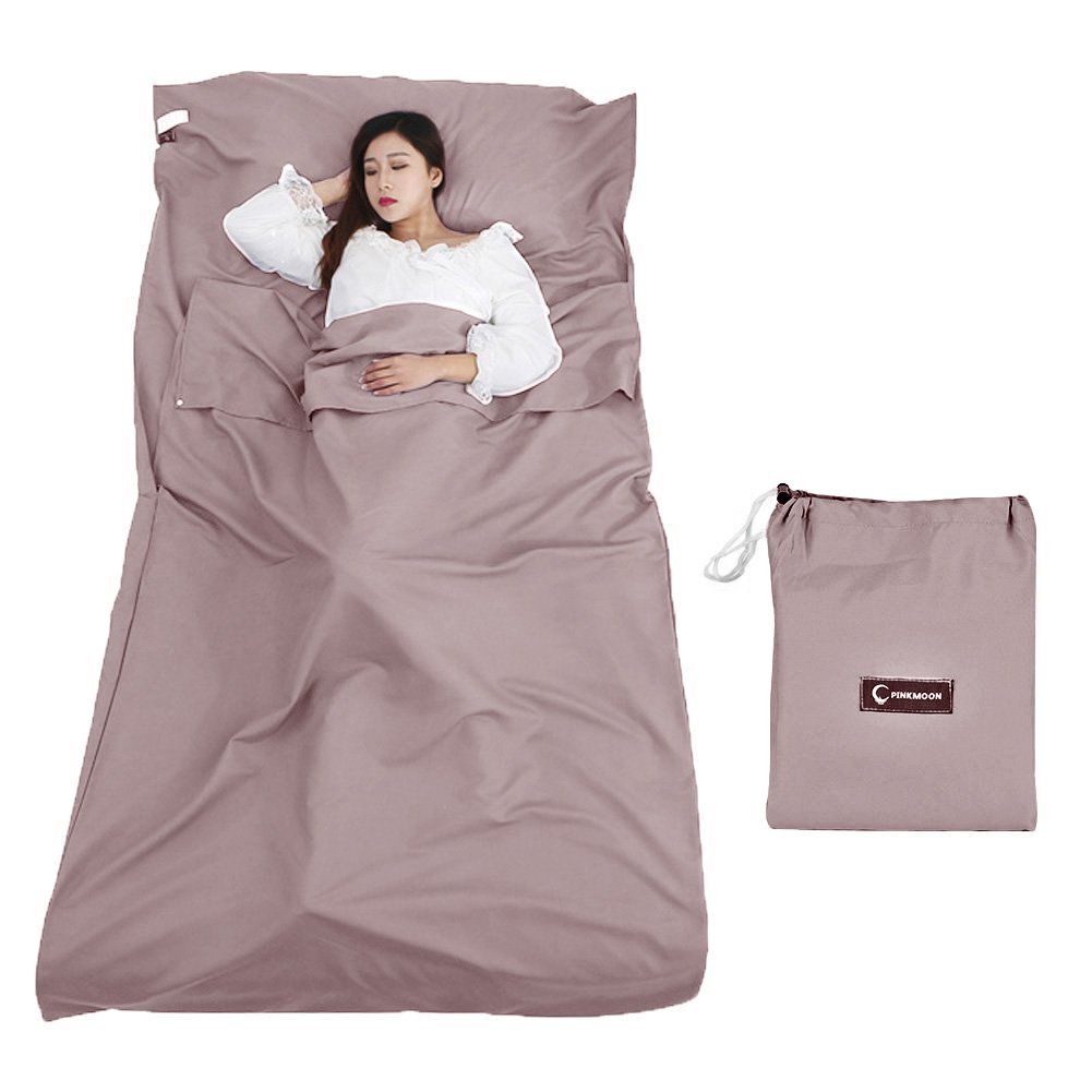 Queta Hüttenschlafsack Schlafsack Reiseschlafsack mit Tragetasche Ideal für Innen Hostels Berghütten Jugendherbergen Camping Outdooraktivitäte usw.