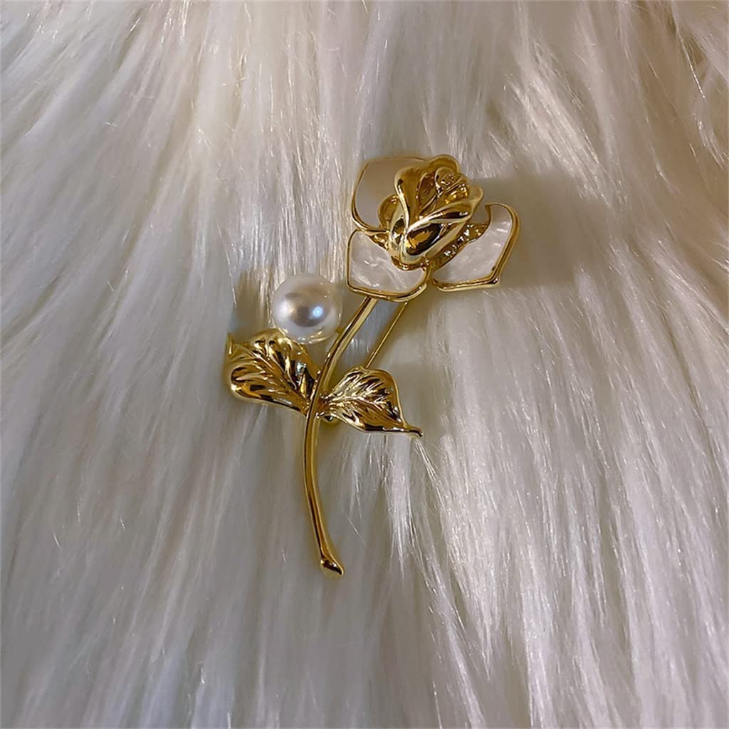 Broches con Forma de Rosa de Perlas, aleación, Cuello Vintage, Chal galvanizado, Bufanda, botón, Solapa