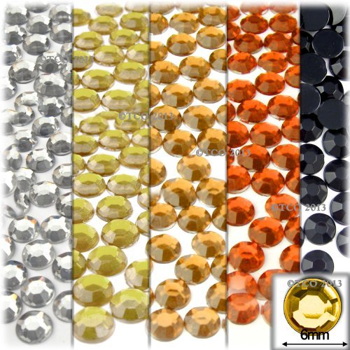 The Crafts Outlet 5-Pack Set (5X - 144-Piece), Round 7mm Rhinestones, Flatback, Yellow Tones
