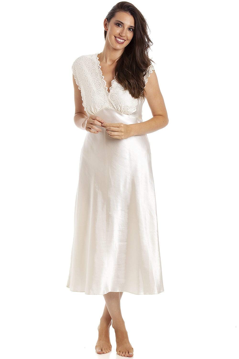Camille Women's Cream Classic Satin Chemises In | : 10/12