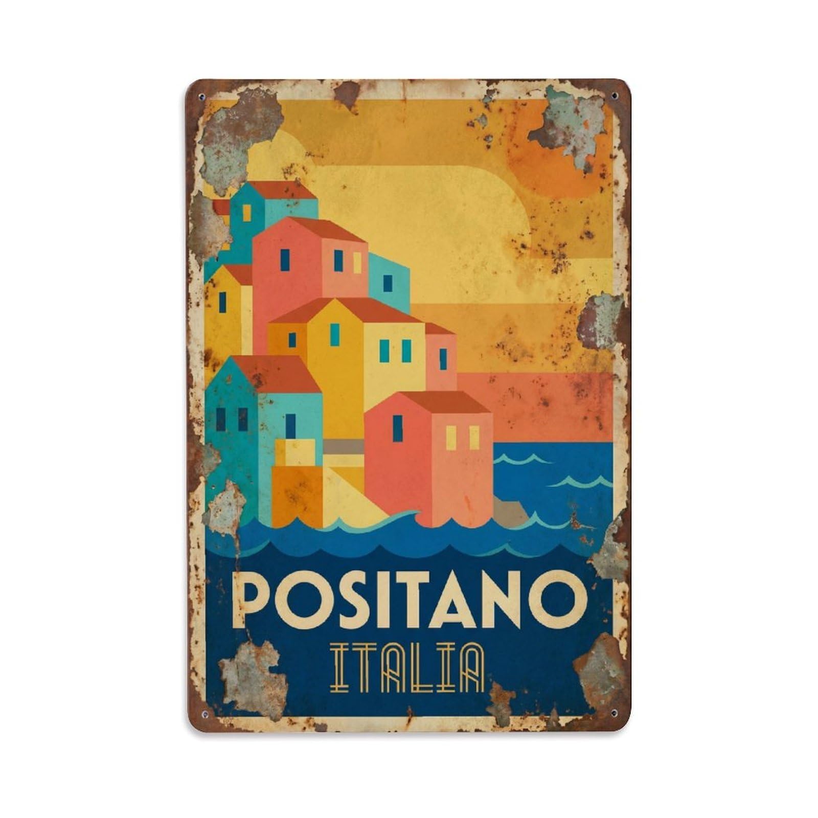 Vintage Travel Positano Italy Beach 1 Metal Tin Sign