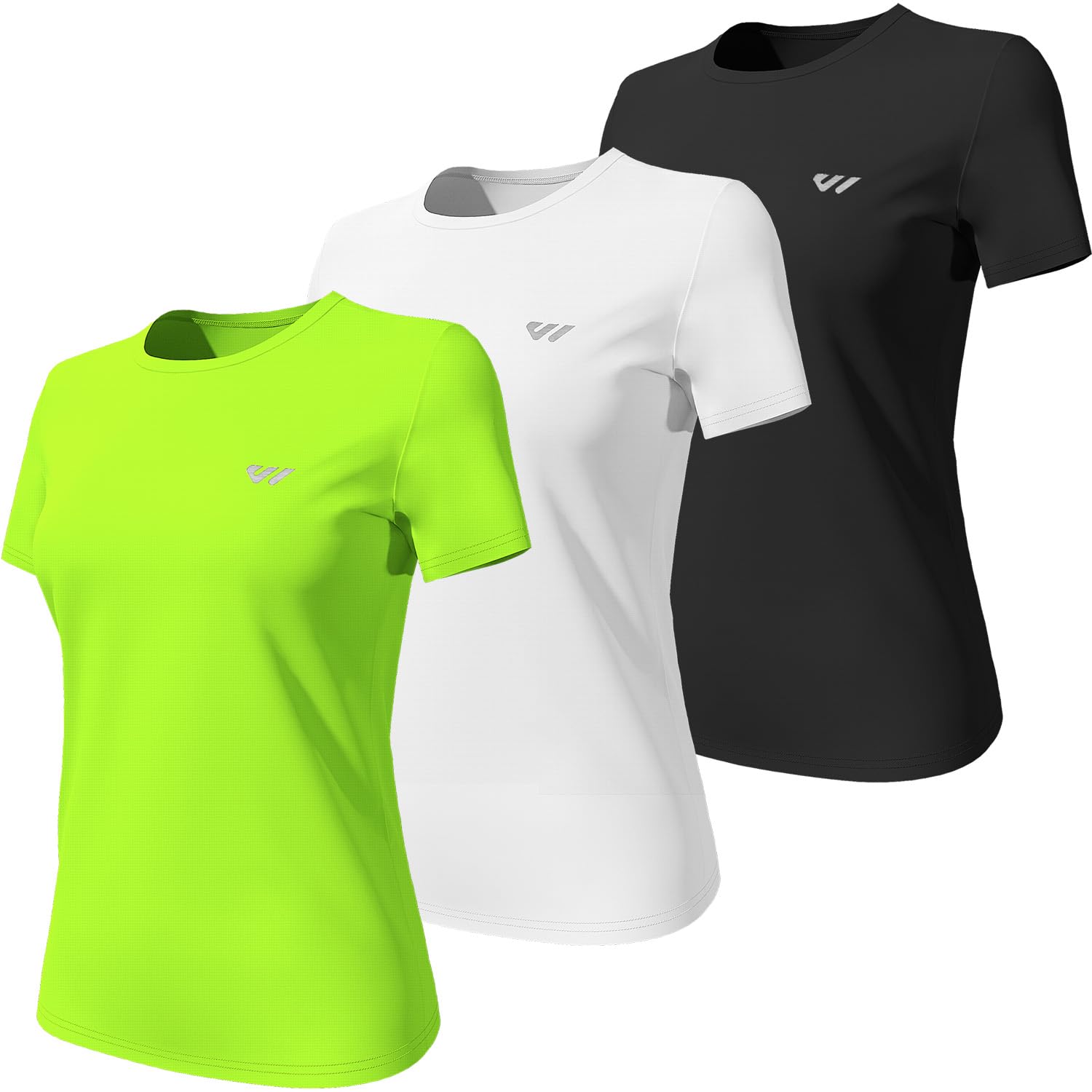 Wulibike 3 or 5er Pack Sportshirt Damen Funktionsshirt Stretch Schnelltrocknend Activewear Atmungsaktiv Laufshirt Kurzarm Fitness Wandershirt UPF 50+ Sonnenschutz Top