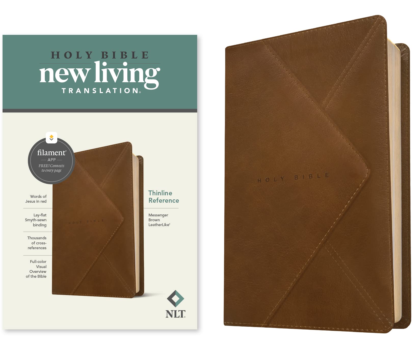 NLT Thinline Reference Bible, Filament Enabled Edition (Leatherlike, Messenger Brown): New Living Translation, Messenger Brown, Leatherlike, Thinline Reference, Filament Enabled