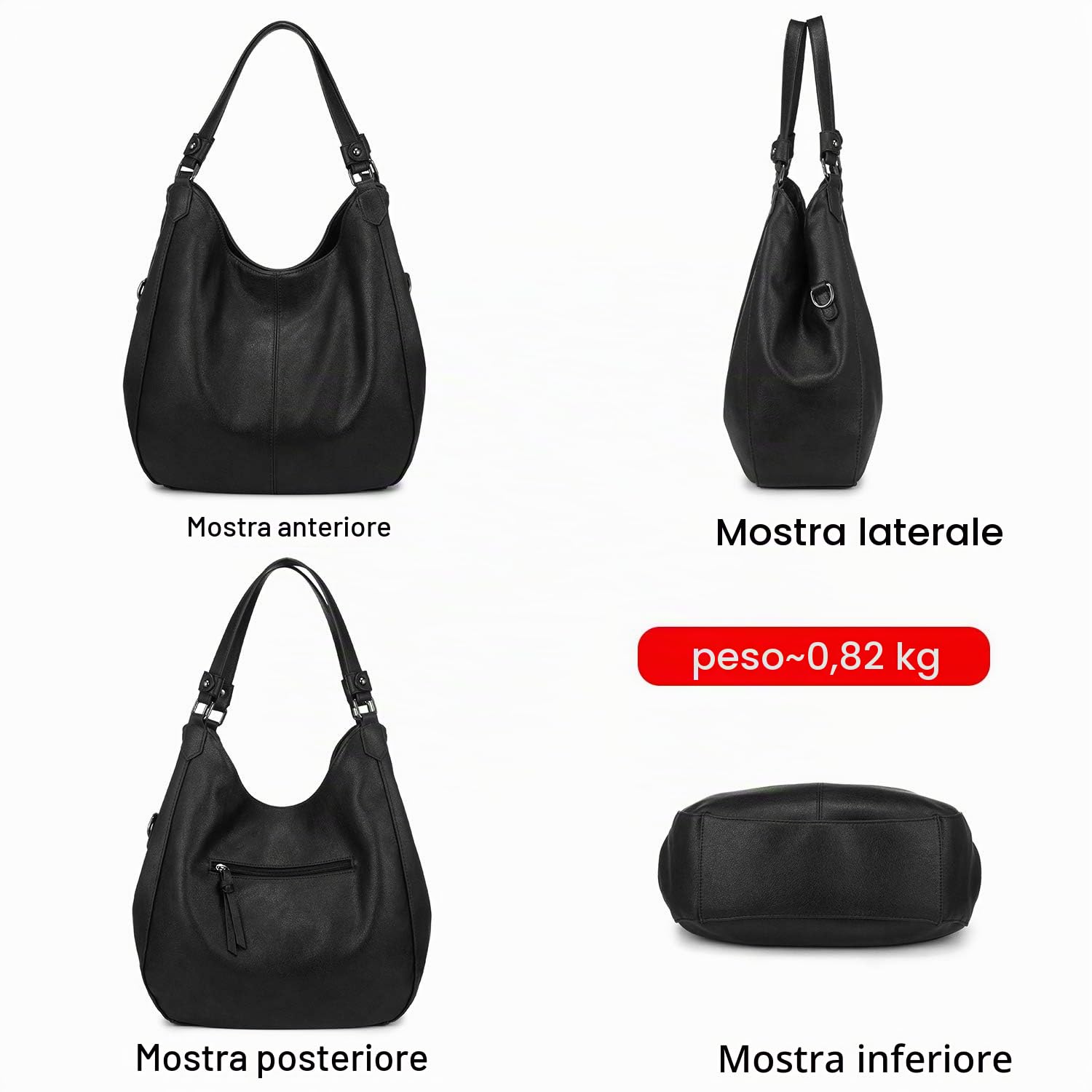 Realer Borsa a Mano Elegante Donna Borse Tracolla Grande Ecopelle Casuale Borse a Spalla Tote Hobo con 2 Scomparti