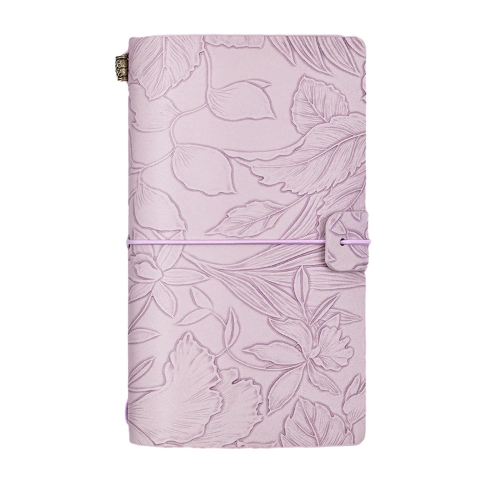 Joucien A6 Retro European Travel Notebook Lace Carving Portable Strap Ledger-Purple Leather surface-10.6cmX18.2cm
