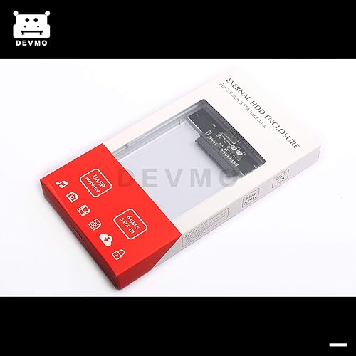 Miniatura 3 de DEVMO USB 3.0 2.5" SATA Disco Duro Caja Externa HDD Clear Case Durable 2.5 Pulgadas para SSD, Soporte UASP SATA III Portátil Diseño Sin Herramientas