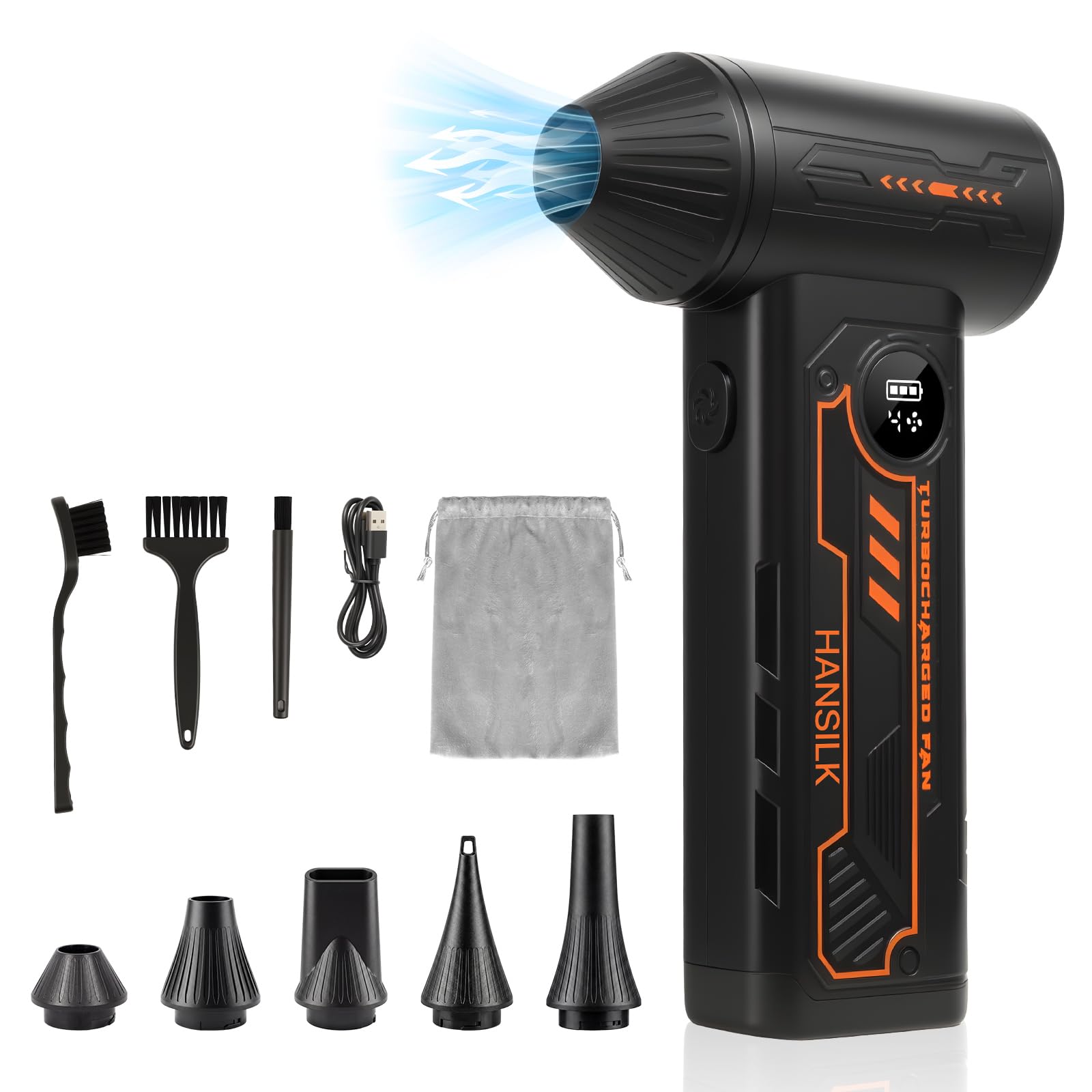 HANSILK Electric Compressed Air Duster, 150000RPM 4-Speed Adjustable