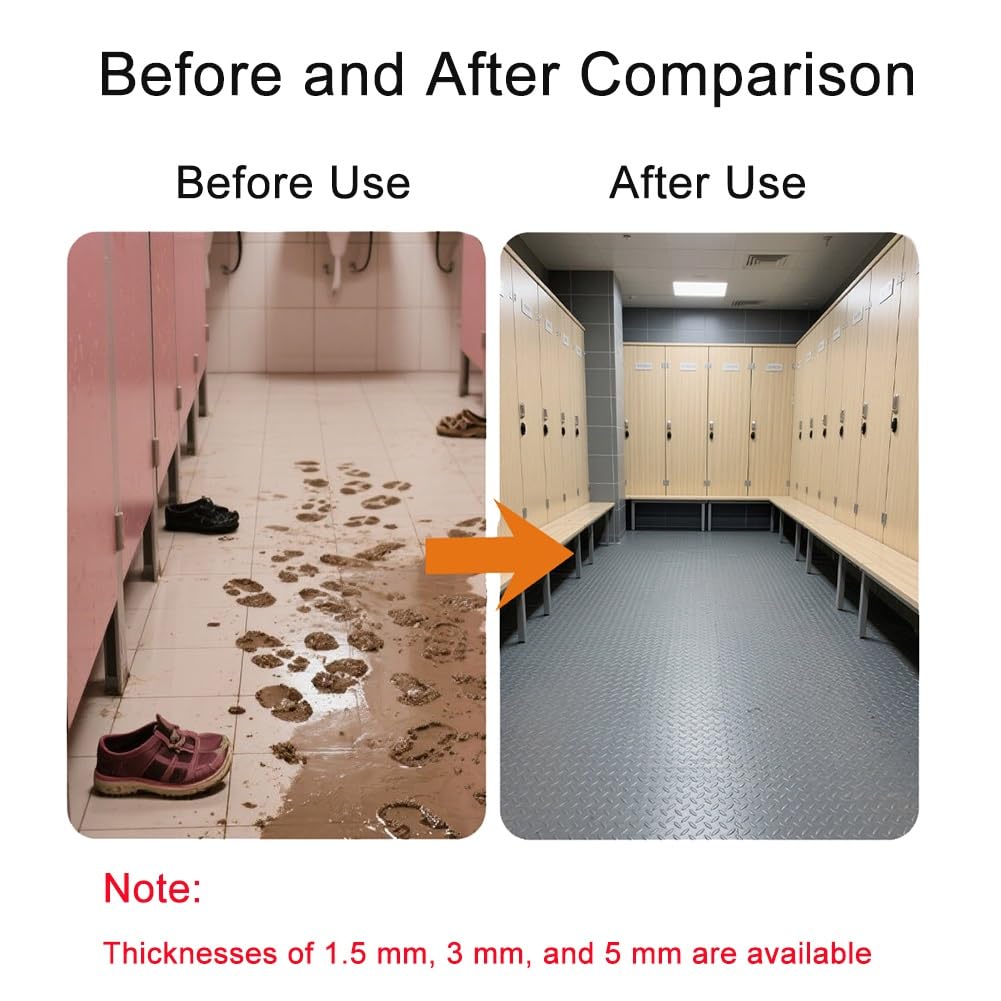 Suelo para Garaje Alfombra de Goma Antideslizante Revestimiento de Suelo Rollo de Caucho para Perros Industrial y Comercial - Antiestático y Aislante(Red 5mm,W 1.2 x L 1 M)