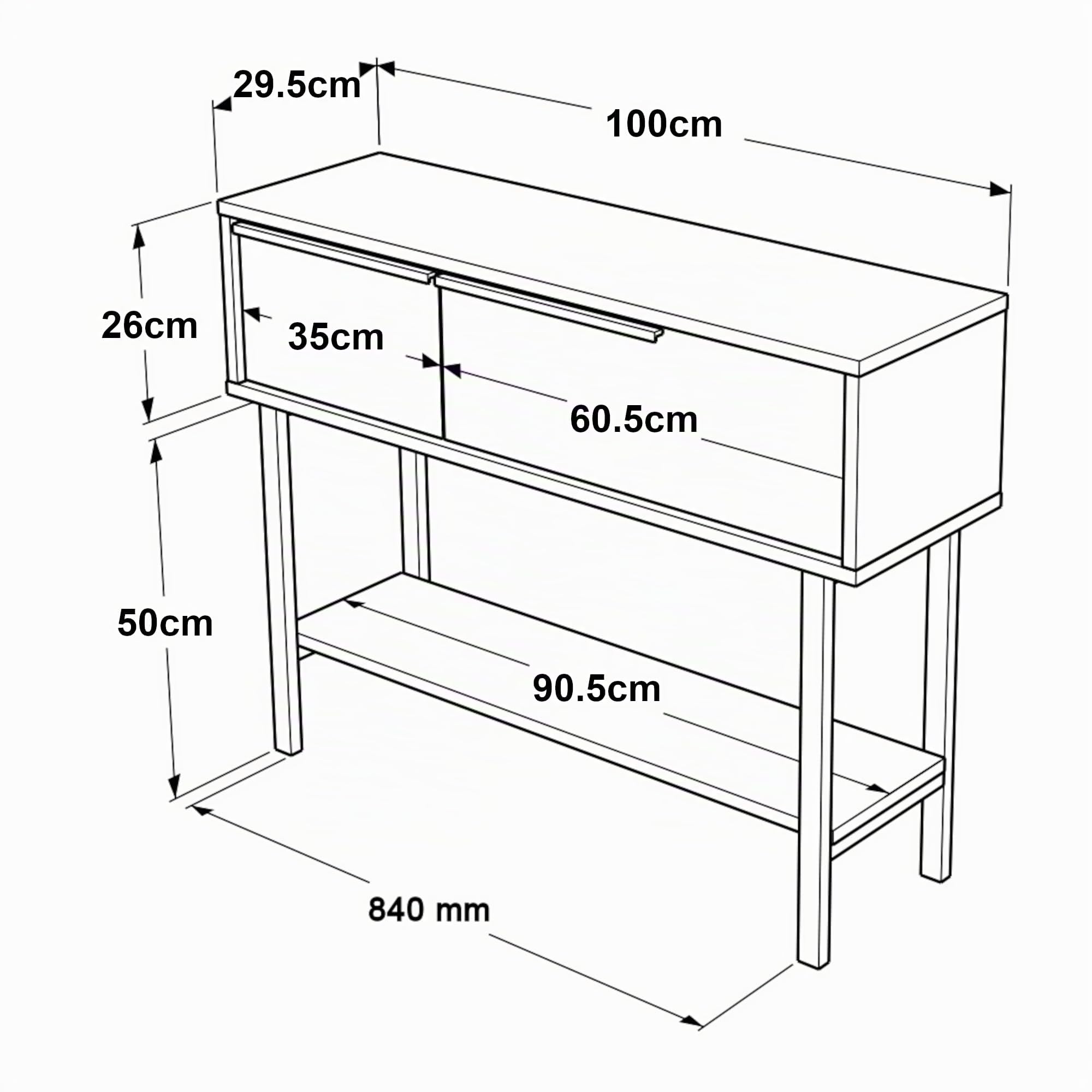 [en.casa] Mueble Recibidor Kvænangen con 2 Puertas Abatibles Consola Mesa de Entrada con 2 Compartimentos Cerrados y 1 Estante Aglomerado Metal 100x30x76 cm - Efecto Roble y Ratán