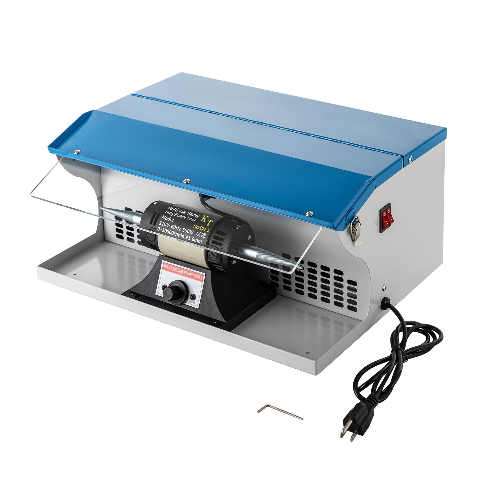 110V 500W Benchtop Jewelry Polishing Buffing Machine Jewelry Polishing Tool Dust Collector with Light Table Top Jewelry Making Kit with Light 10000RPM Adjustable Speed