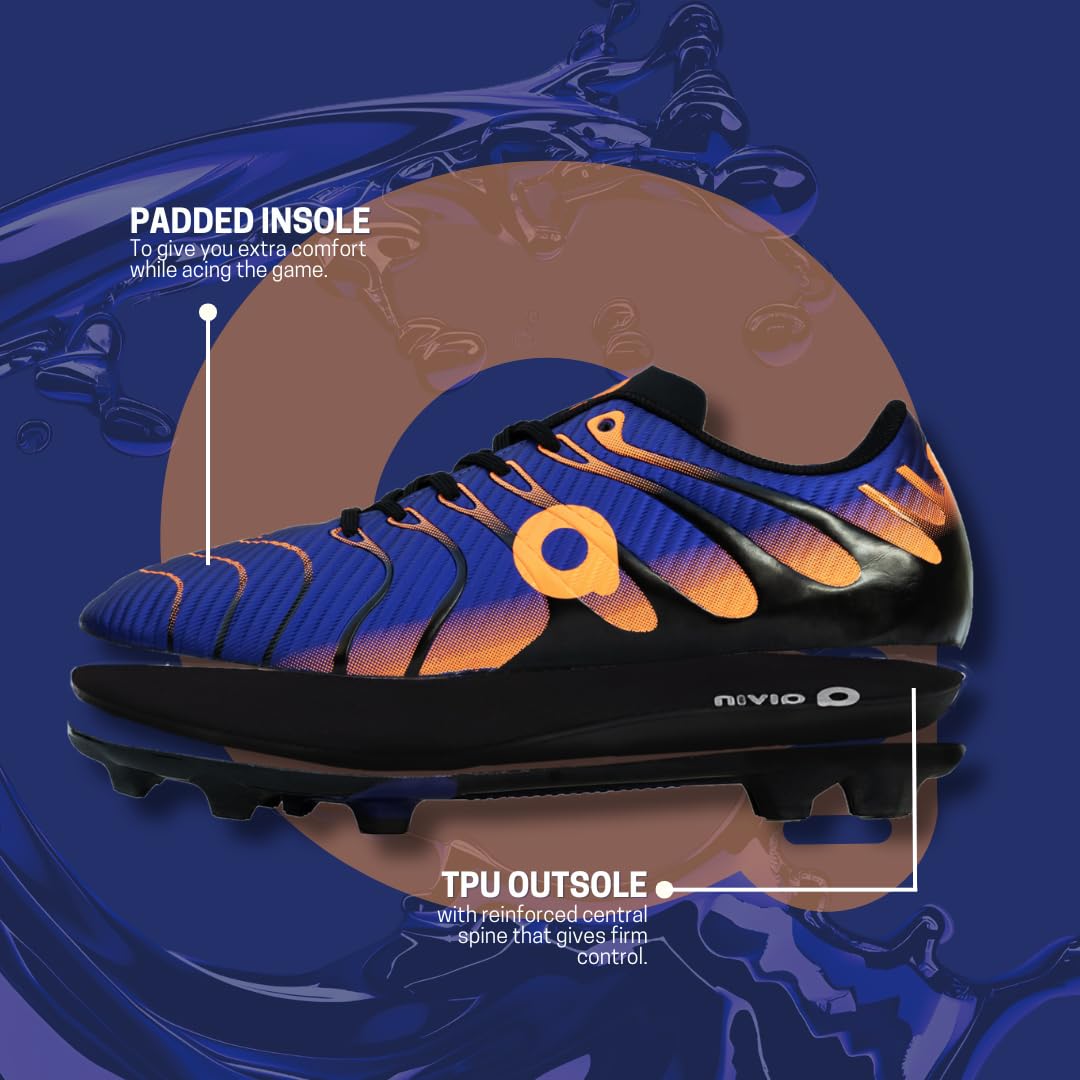 AIVIN NOVA Football Shoes - Violet/Orange | Lightweight Comfort & Maximum Grip | Best for Competitive Soccer Players | Sports Cleats | Football Footwear | Football Sports Shoes (Violet/Orange, UK Footwear Size System, Adult, Men, Numeric, Medium, 6) 3
