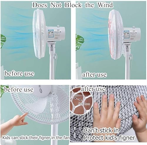 Miniatura 5 de Paquete de 2 filtros de seguridad de red de protección de ventilador de dibujos animados, protector de dedos para niños, cubierta de seguridad