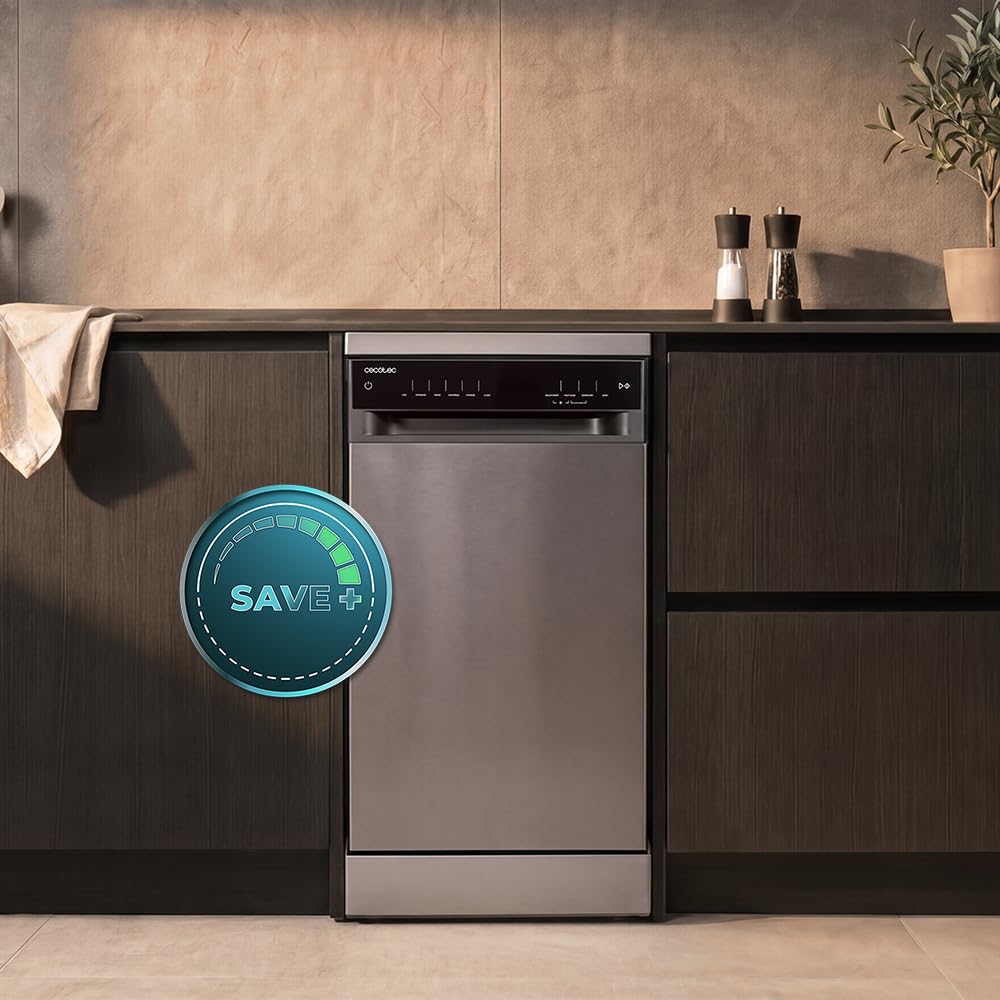 Cecotec Lavastoviglie Libera Installazione 45cm Bolero Aguazero 4560 Inox Connected. 11 Coperti, 6 Programmi, Classe C, Inverter Plus Duo, Pannello Touch,WiFi, O2Dry, Super Dry, Save+, AutoClean, Inox