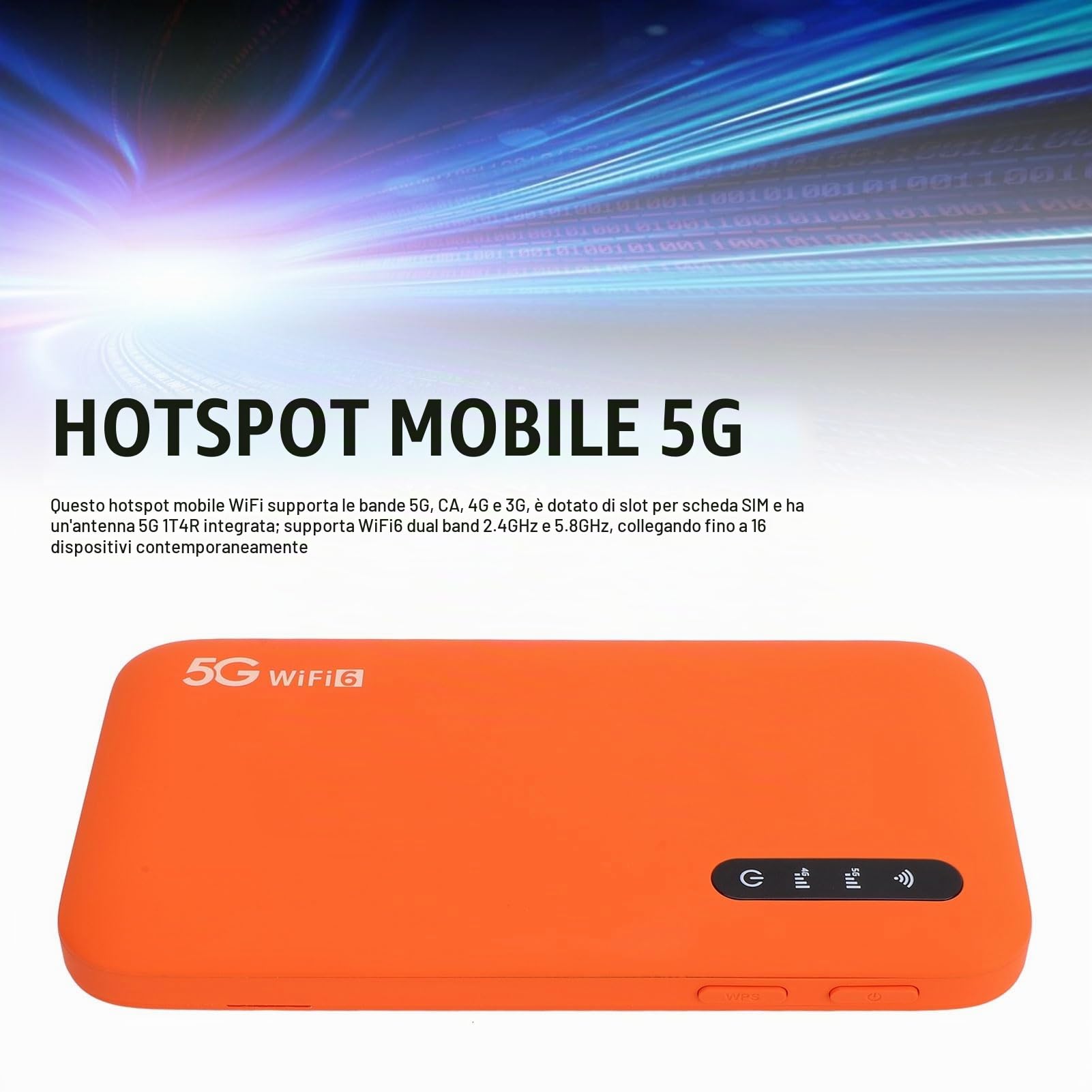 Router Hotspot Mobile 5G WiFi6, Dispositivo Hotspot Mobile Dual Band Ad Alta Velocità con Slot per Scheda SIM e Supporto Hot Swap 16 Dispositivi Dispositivo WiFi Portatile