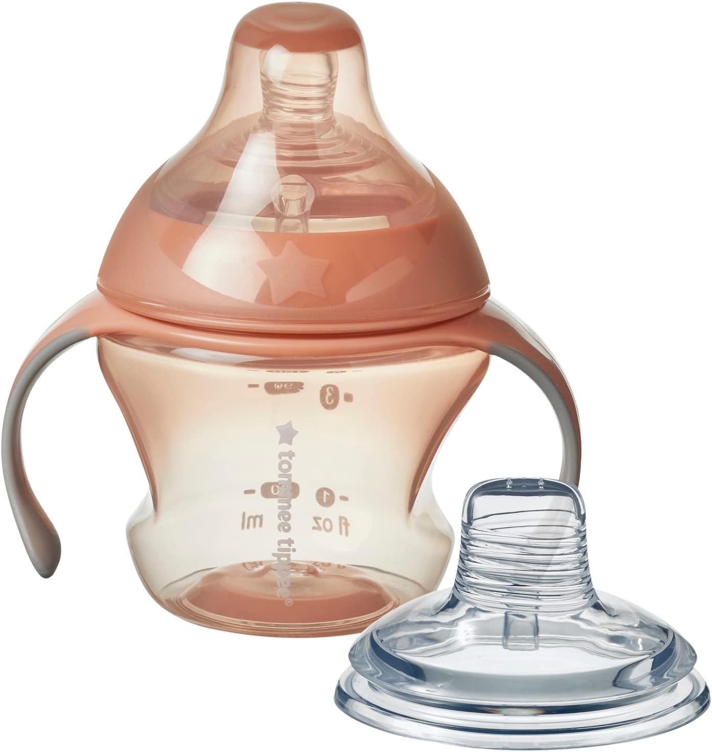 Tommee TippeeOrange Transition Sippy Cup 6M+ | Leakproof Bottle-to-Cup Trainer | Soft Spout, Baby Weaning Essential