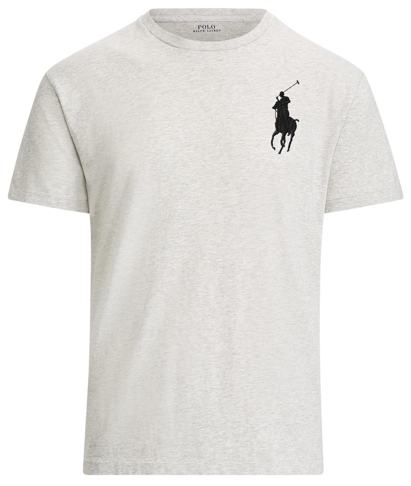 POLO RALPH LAUREN Men's Jersey Cotton Crew Neck T-Shirt, Grey Heather With Big Pony, Medium