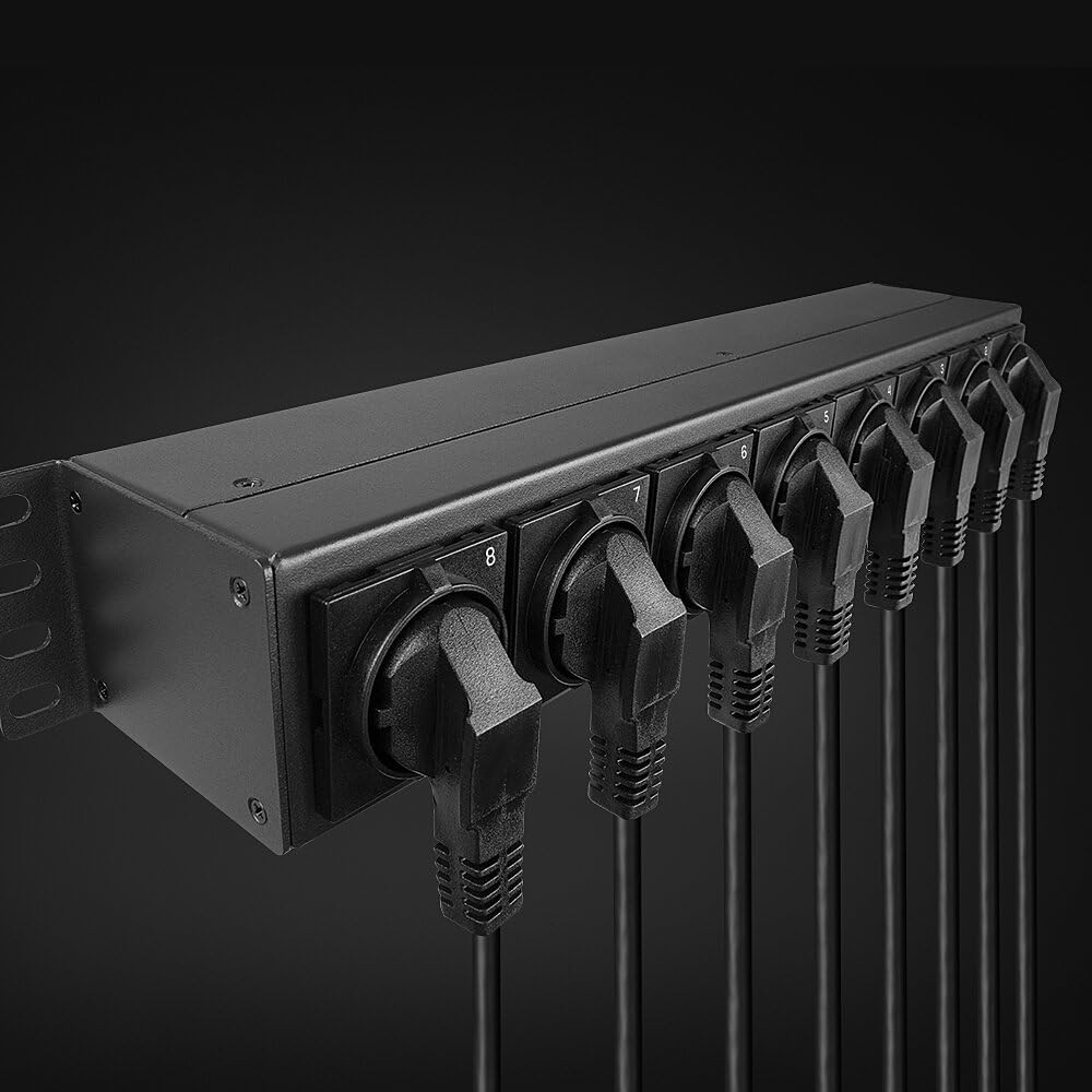 Multiprise Horizontale Rack 19" 1.5U, 8 Prises Schuko avec interrupteurs