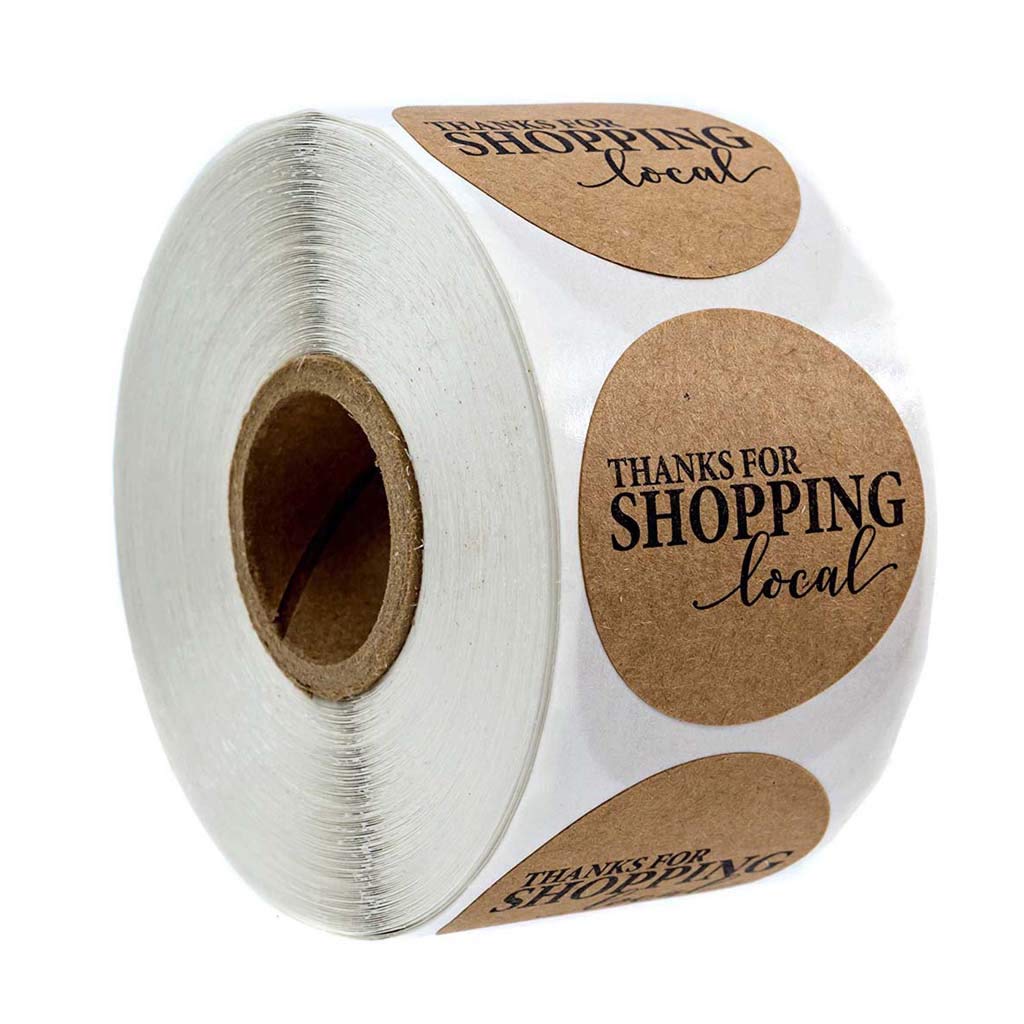 FackLOxc 500pcs Paper Thanks for Shopping Local Stickers Round Seal Label Scrapbook Thank You Stickers Roll