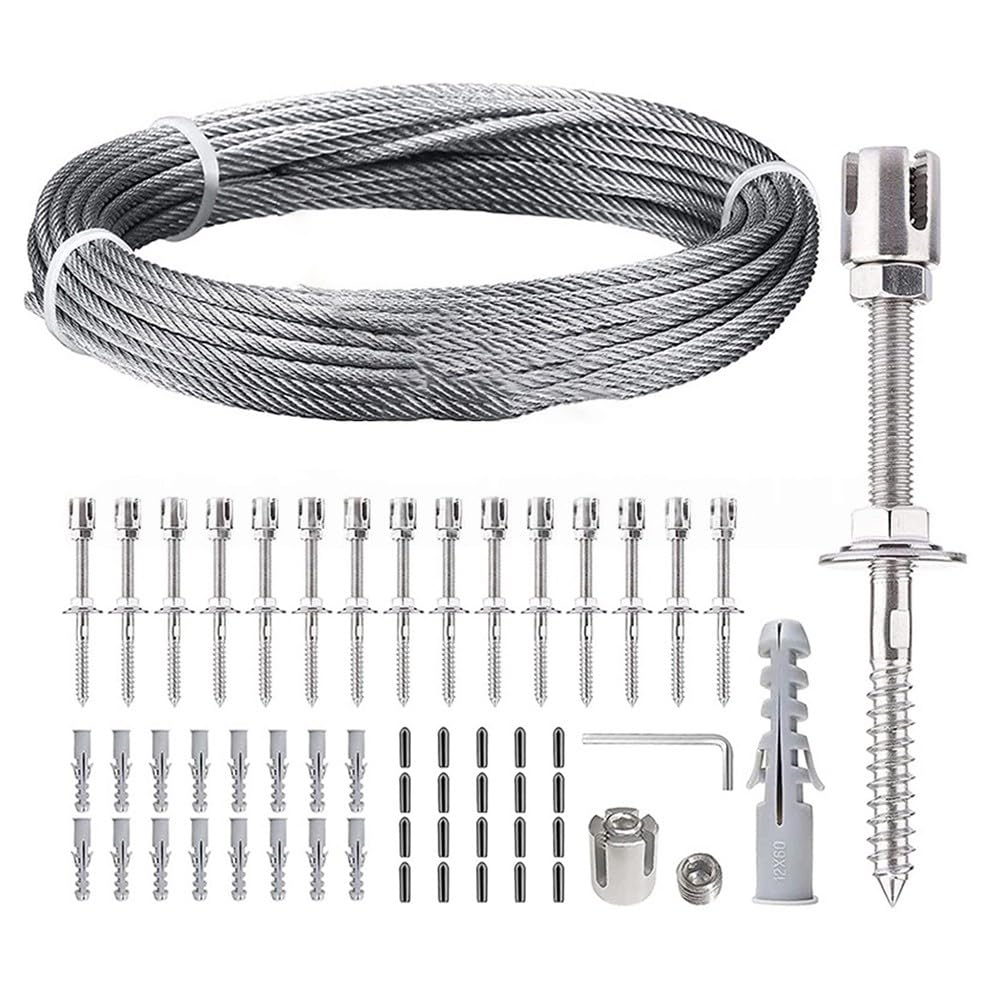 Flessibile 304 per graticcio in filo di acciaio inossidabile per pareti esterne, telaio antiruggine per piante rampicanti con design a flusso d'aria, kit di cavi da giardino fai da te, 16 m