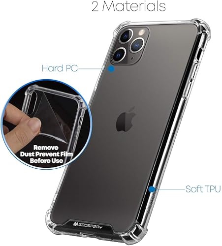 Miniatura 6 de GOOSPERY Funda para iPhone 11 Pro Max, cubierta protectora transparente con esquinas reforzadas, funda híbrida delgada a prueba de golpes para Apple